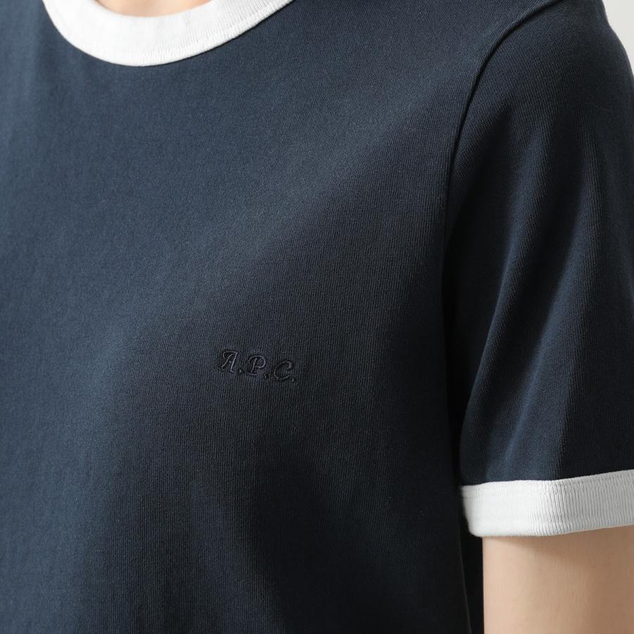 APC A.P.C. アーペーセー Tシャツ crop manche courte contraste COHBQ F26550 レディース 半袖 カットソー ロゴ刺繍 コットン クルーネックの画像