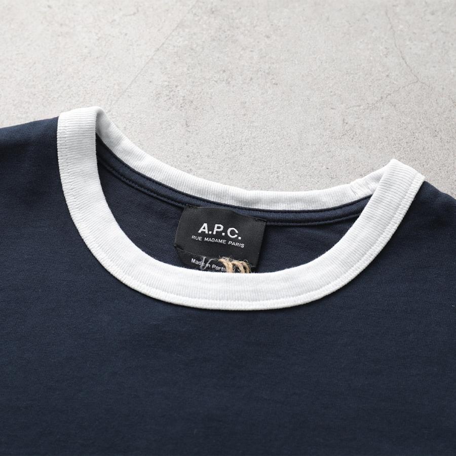 APC A.P.C. アーペーセー Tシャツ crop manche courte contraste COHBQ F26550 レディース 半袖 カットソー ロゴ刺繍 コットン クルーネックの画像