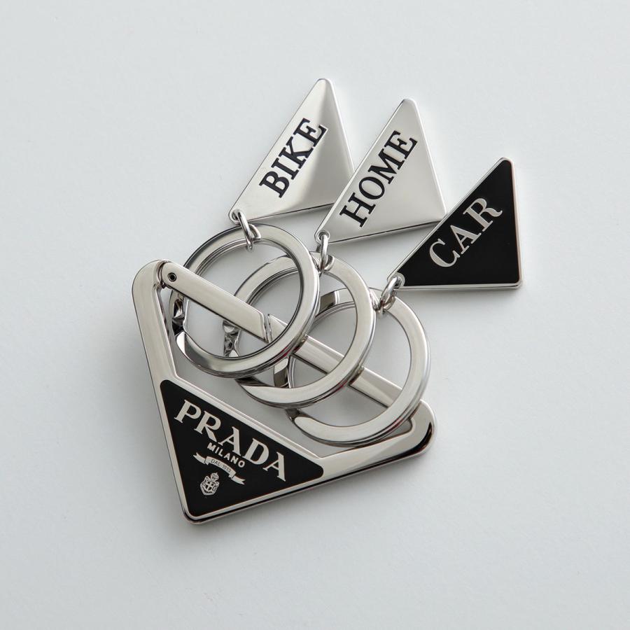 PRADA プラダ キーリング 2PS065 66A メンズ レディース キーチェーン キーホルダー アクセサリー スティール トライアングルロゴ F0002/NEROの画像