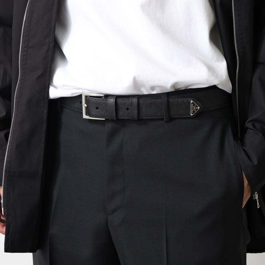 PRADA プラダ ベルト サフィアーノ 2CC672 053 メンズ レザー メタルバックル トライアングルロゴ F0002/NEROの画像