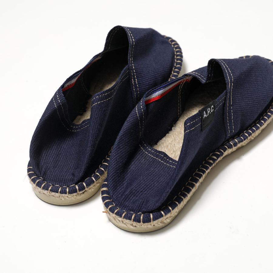 APC A.P.C. アーペーセー  エスパドリーユ COHRT M53003 メンズ コットンキャンバス スリッポン フラット 1cm シューズ 靴 IAK/DARK-NAVYの画像