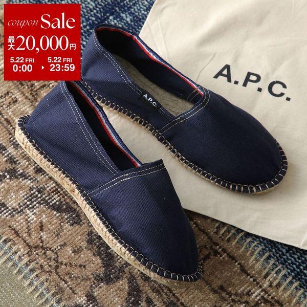 APC A.P.C. アーペーセー  エスパドリーユ COHRT M53003 メンズ コットンキャンバス スリッポン フラット 1cm シューズ 靴 IAK/DARK-NAVYの画像