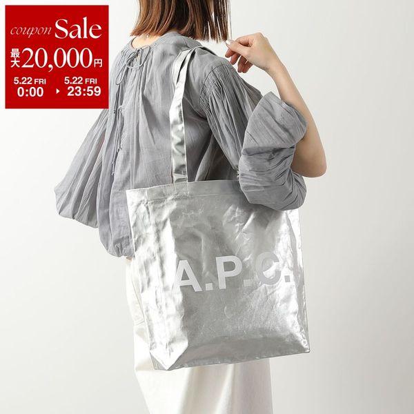 APC A.P.C. アーペーセー トートバッグ TOTE LOU ルー COHTM M61442 レディース メタリック シルバー ロゴ 鞄 RAB/ARGENTの画像