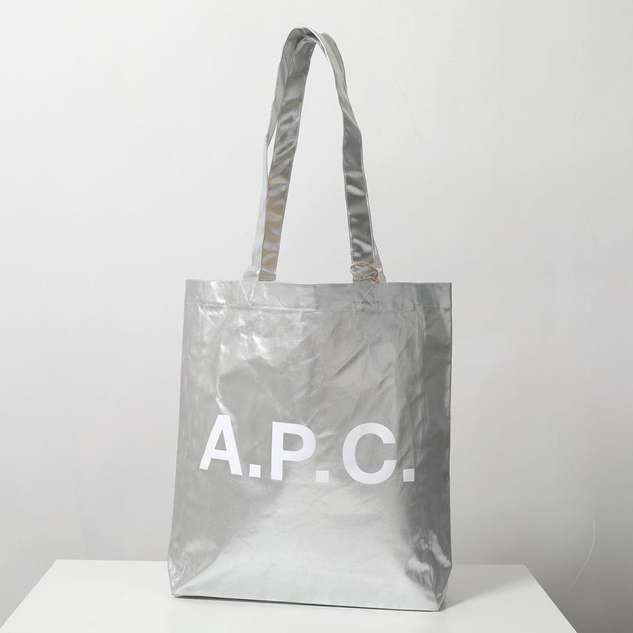 APC A.P.C. アーペーセー トートバッグ TOTE LOU ルー COHTM M61442 レディース メタリック シルバー ロゴ 鞄 RAB/ARGENTの画像