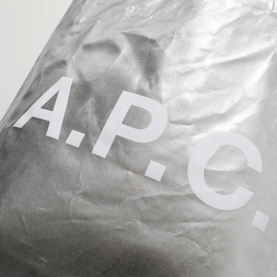APC A.P.C. アーペーセー トートバッグ TOTE LOU ルー COHTM M61442 レディース メタリック シルバー ロゴ 鞄 RAB/ARGENTの画像