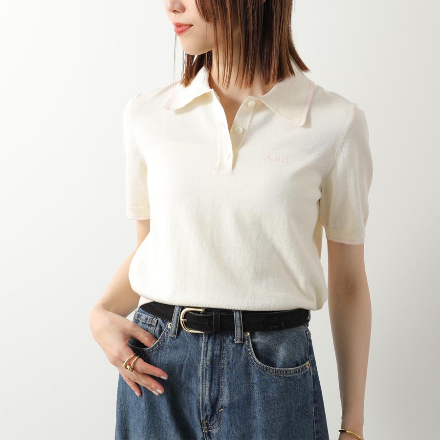 APC A.P.C. アーペーセー ポロシャツ COEZJ F23514 レディース 半袖 コットン ニット ニットポロ ロゴ刺? AAD/ECRUの画像