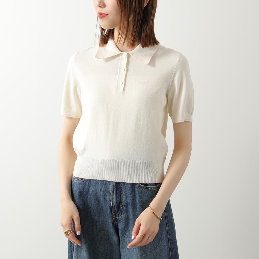 APC A.P.C. アーペーセー ポロシャツ COEZJ F23514 レディース 半袖 コットン ニット ニットポロ ロゴ刺? AAD/ECRUの画像