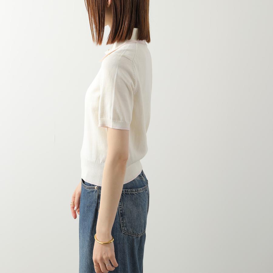 APC A.P.C. アーペーセー ポロシャツ COEZJ F23514 レディース 半袖 コットン ニット ニットポロ ロゴ刺? AAD/ECRUの画像