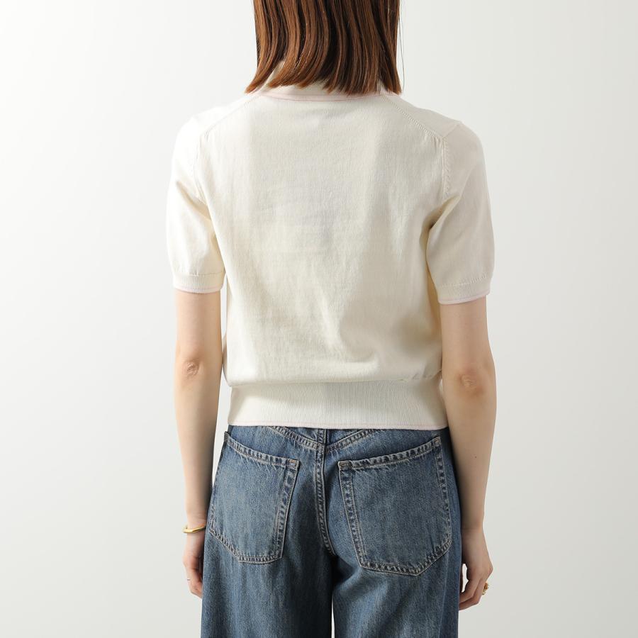 APC A.P.C. アーペーセー ポロシャツ COEZJ F23514 レディース 半袖 コットン ニット ニットポロ ロゴ刺? AAD/ECRUの画像