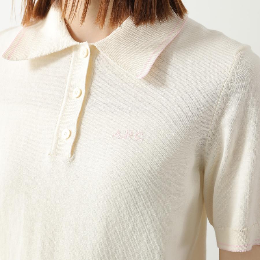APC A.P.C. アーペーセー ポロシャツ COEZJ F23514 レディース 半袖 コットン ニット ニットポロ ロゴ刺? AAD/ECRUの画像