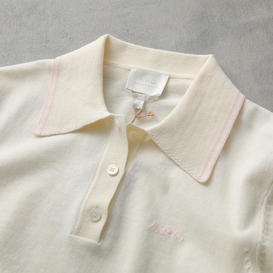APC A.P.C. アーペーセー ポロシャツ COEZJ F23514 レディース 半袖 コットン ニット ニットポロ ロゴ刺? AAD/ECRUの画像