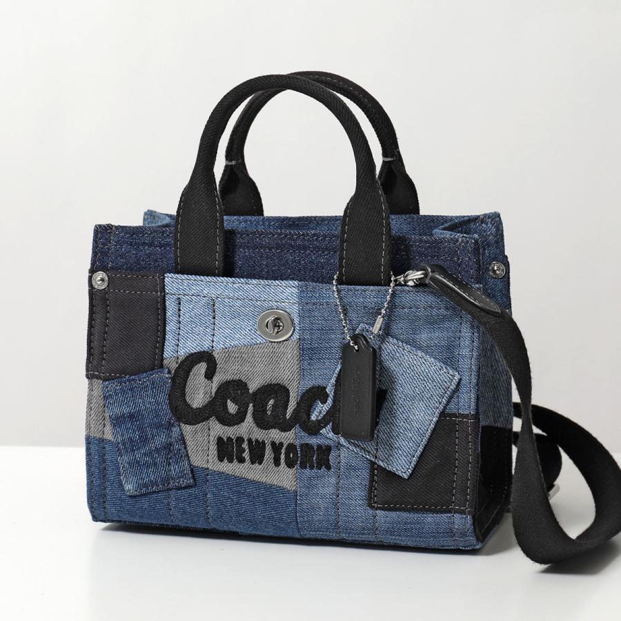 COACH コーチ ショルダーバッグ カーゴトート 20 パッチワーク CAO32 レディース デニム ハンドバッグ ロゴ刺繍 鞄 LHDEI/DENIM-MULTIの画像