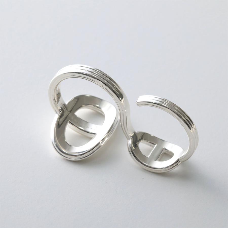 HERMES エルメス リング シェーヌ・ダンクル バンキャトル ダブル TGM Chaine d'ancre 24 double ring H114603B レディース アクセサリー 指輪 SILVERの画像