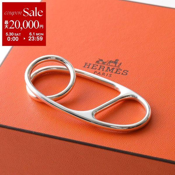 HERMES エルメス バングル リング 2点セット イオタ レザー H金具 HERMES（エルメス） リング シェーヌダンクル パンク トリプル Chaine