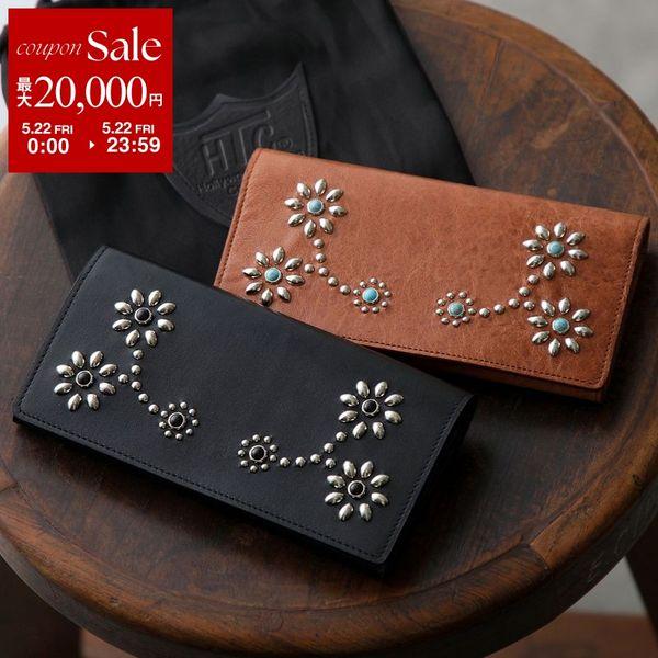HTC エイチティーシー 二つ折り長財布 NANCY LONG WALLET ナンシー HTPF001 メンズ スタッズ 花柄 カウレザーの画像