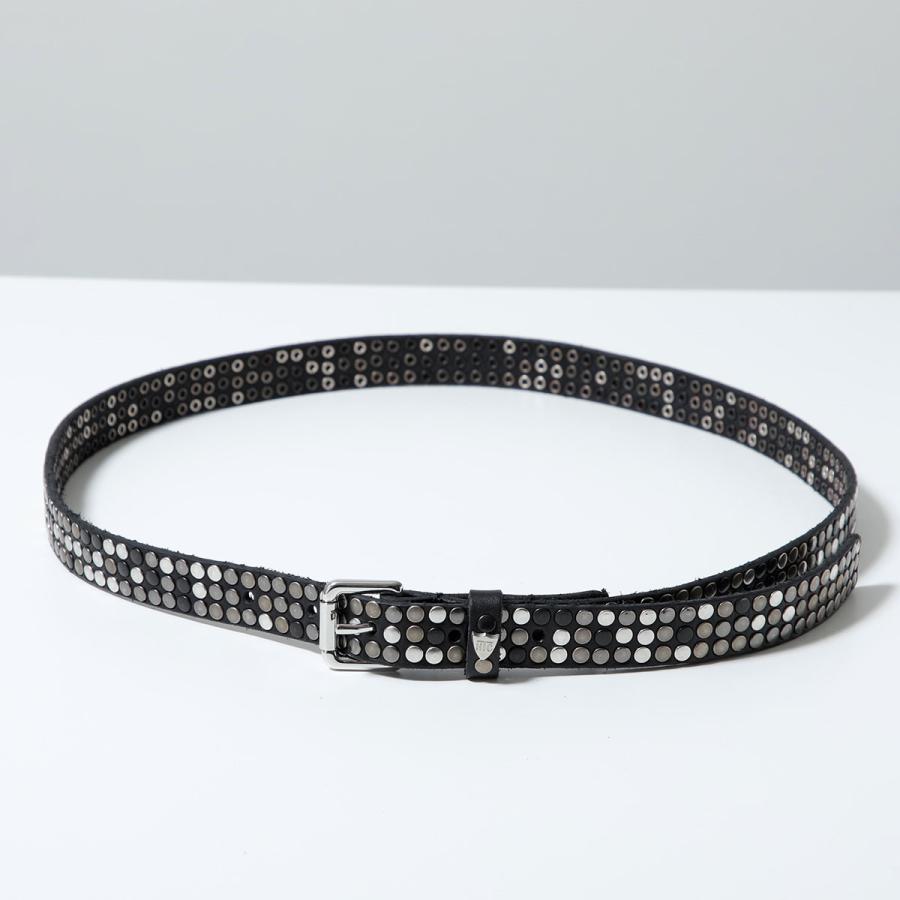 HTC エイチティーシー ナローベルト 3.000 STUDS COLOR BELT HTCI037 メンズ スリムベルト カウレザー 3000スタッズ 装飾 ロゴ Black