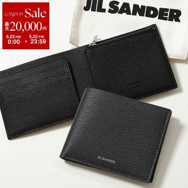 JIL SANDER ジルサンダー 二つ折り財布 ZIP POCKET WALLET J25UI0002 P8892 メンズ 小銭入れ エンボスロゴ グレインレザー J25UI0002P8892001の画像