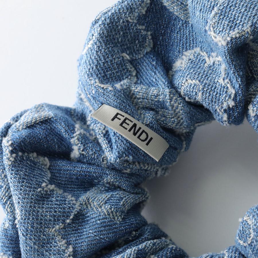 FENDI フェンディ シュシュ FXT162 B01Z レディース デニム FFロゴ フローラル ヘアアクセサリー ヘアゴム 髪留め F0RU7/DENIM FXT162B01ZF0RU7の画像
