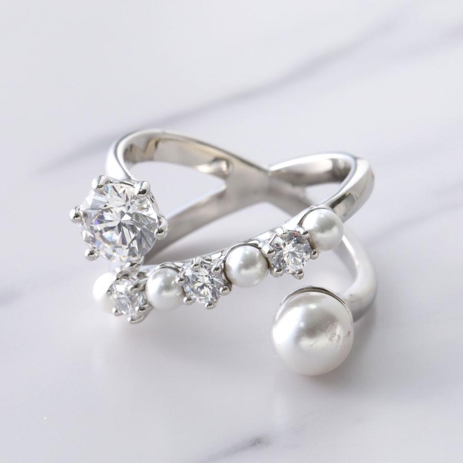 SWAROVSKI スワロフスキー リング Matrix マトリクス RING PEARL レディース 指輪 アクセサリー クリスタル パール OPEN-WHITE/RHSの画像