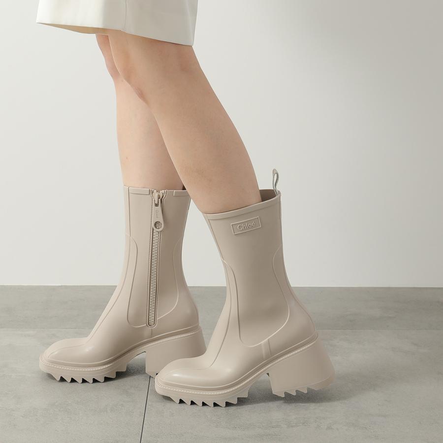 Chloe クロエ レインブーツ BETTY ベティ CHC22A239Z2 レディース ショートブーツ ミドルブーツ チャンキーヒール ラバー スクエアトゥ ロゴ シューズ 靴の画像