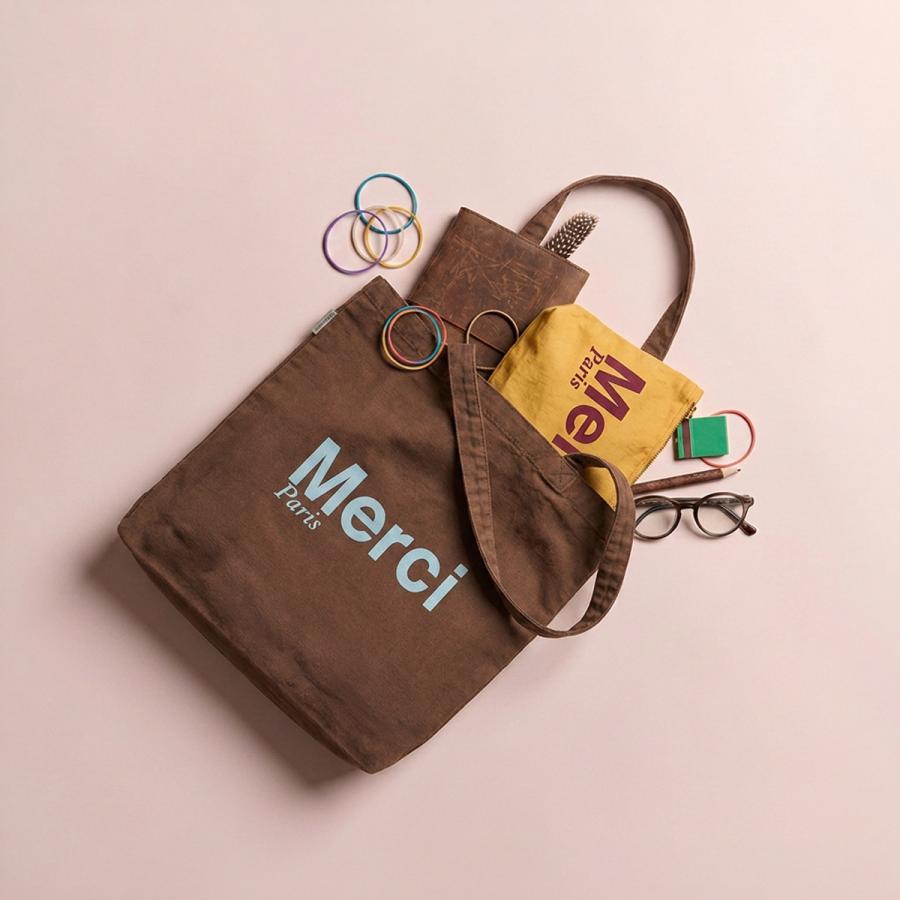 Merci ベージュ トートバッグ MERCI（メルシー） トートバッグ CABAS MERCI レディース ロゴ