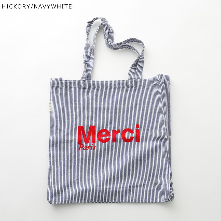 Merci トート デニムストライプ MERCI（メルシー） トートバッグ CABAS MERCI レディース ロゴ