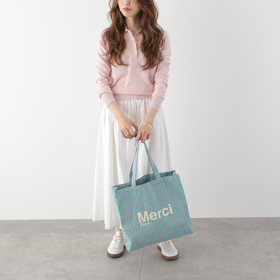 Merci Paris 水色 トートバッグ MERCI（メルシー） トートバッグ CABAS MERCI レディース ロゴ