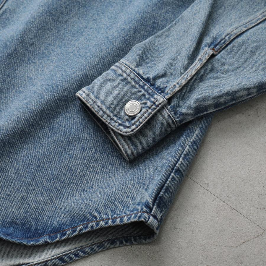 ami paris アミパリス デニムジャケット UJK897 DE0046 DE0124 メンズ ウォッシュドデニム オーバーシャツ Ami De Coeur ロゴ 刺繍の画像