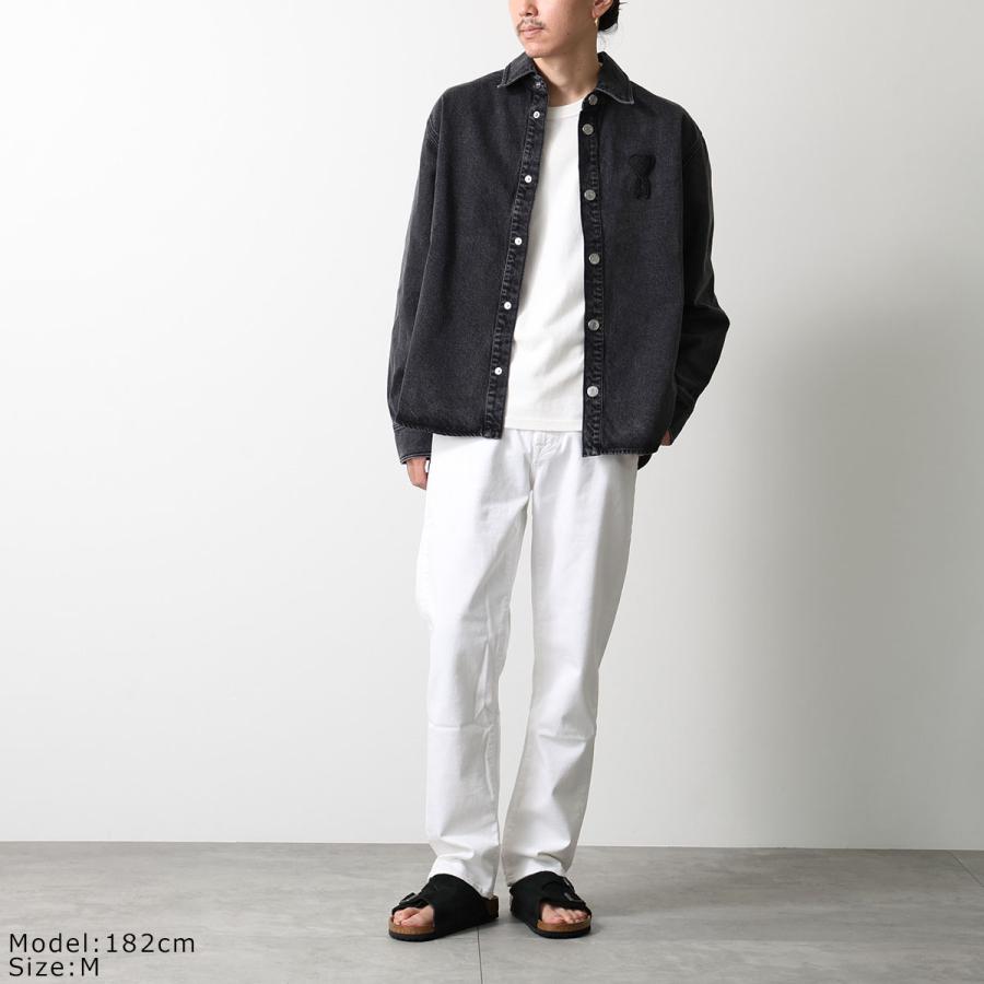 ami paris アミパリス デニムジャケット UJK897 DE0046 DE0124 メンズ ウォッシュドデニム オーバーシャツ Ami De Coeur ロゴ 刺繍の画像
