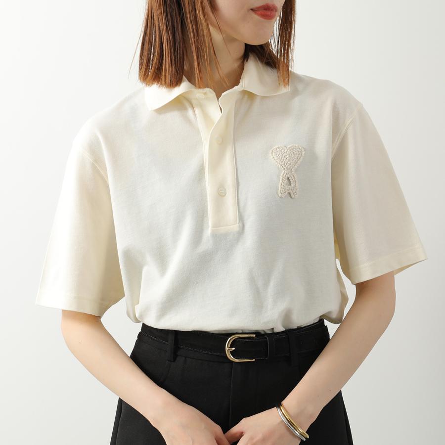 ami paris アミパリス ポロシャツ Ami De Coeur UPL428 JE0221 レディース コットンピケ ハート ロゴ 刺繍 半袖の画像