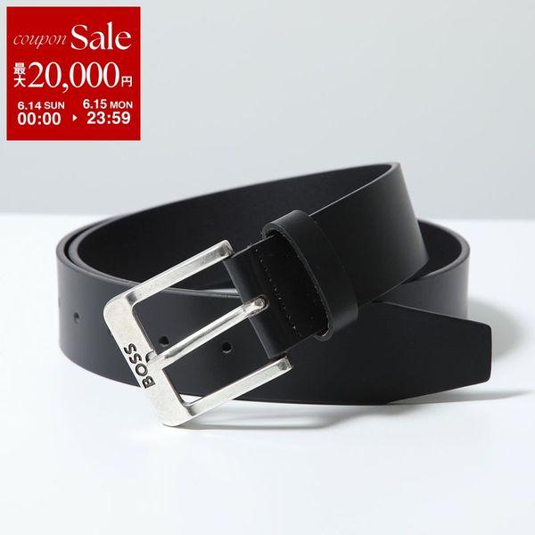 【未使用/付属品】ヒューゴボス　ベルト　レザー　メタルバックル　ロゴ刻印 HUGO BOSS（ヒューゴ・ボス） ベルト Jemio Sz40 50512795 メンズ