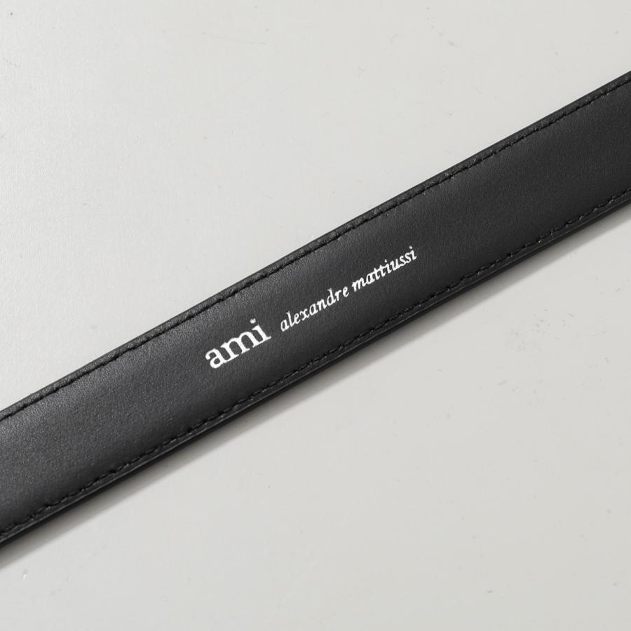 ami paris アミパリス ナローベルト UBL209.AL0104 メンズ レザー ハートロゴバックル 2.5cm  0014/NOIR/ARGENTの画像