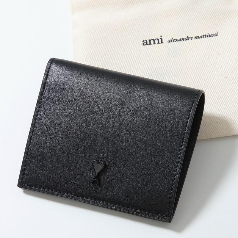AMI PARIS ブラックレザー 二つ折り財布 【公式通販】
