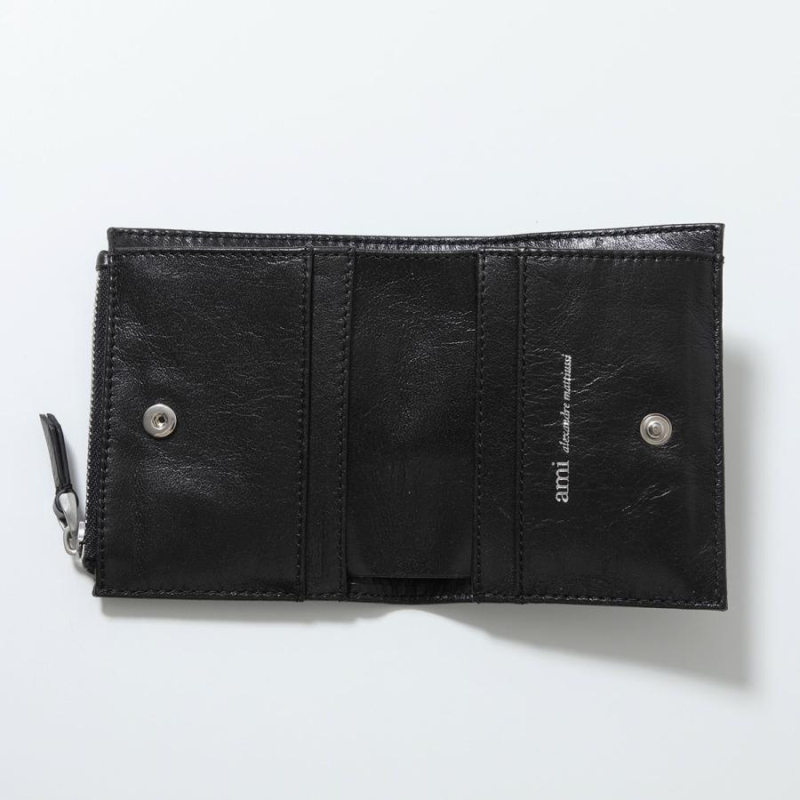 ami paris アミパリス 二つ折り財布 USL201.AL0052 レディース ミニ財布 レザー ハートロゴ 001/NOIR USL201.AL0052.001の画像