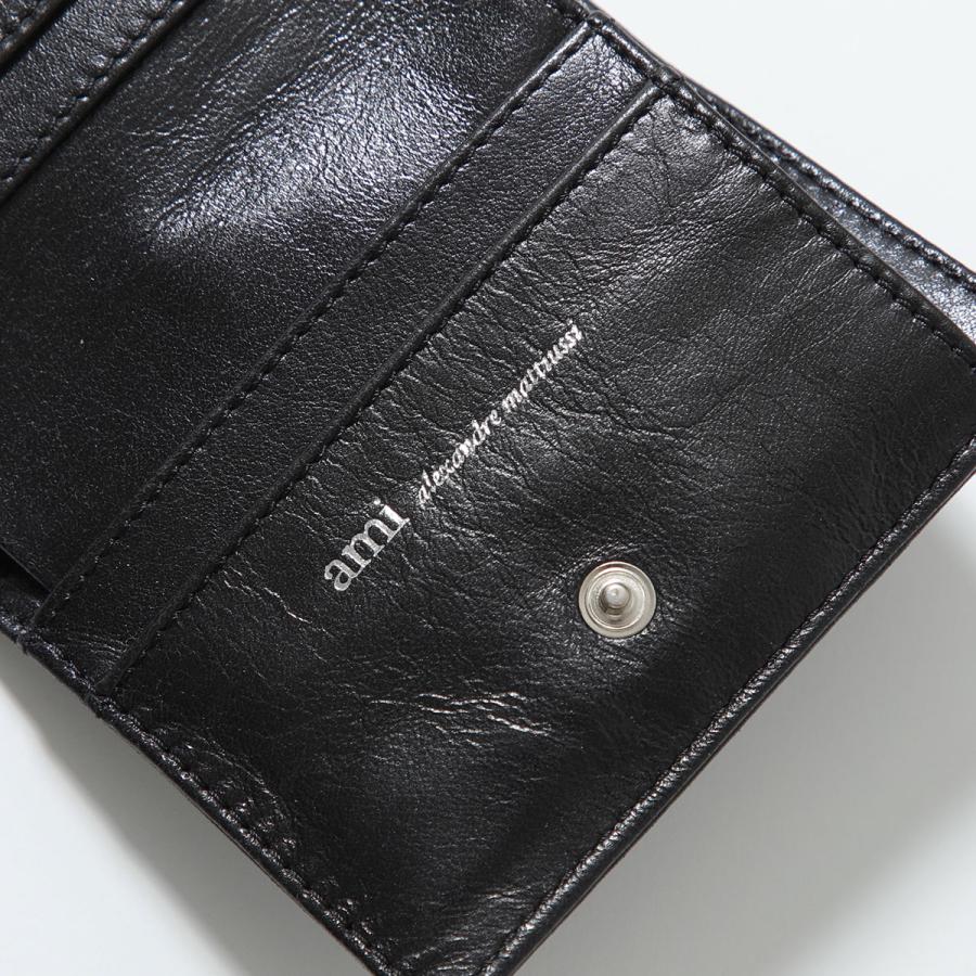 ami paris アミパリス 二つ折り財布 USL201.AL0052 レディース ミニ財布 レザー ハートロゴ 001/NOIR USL201.AL0052.001の画像