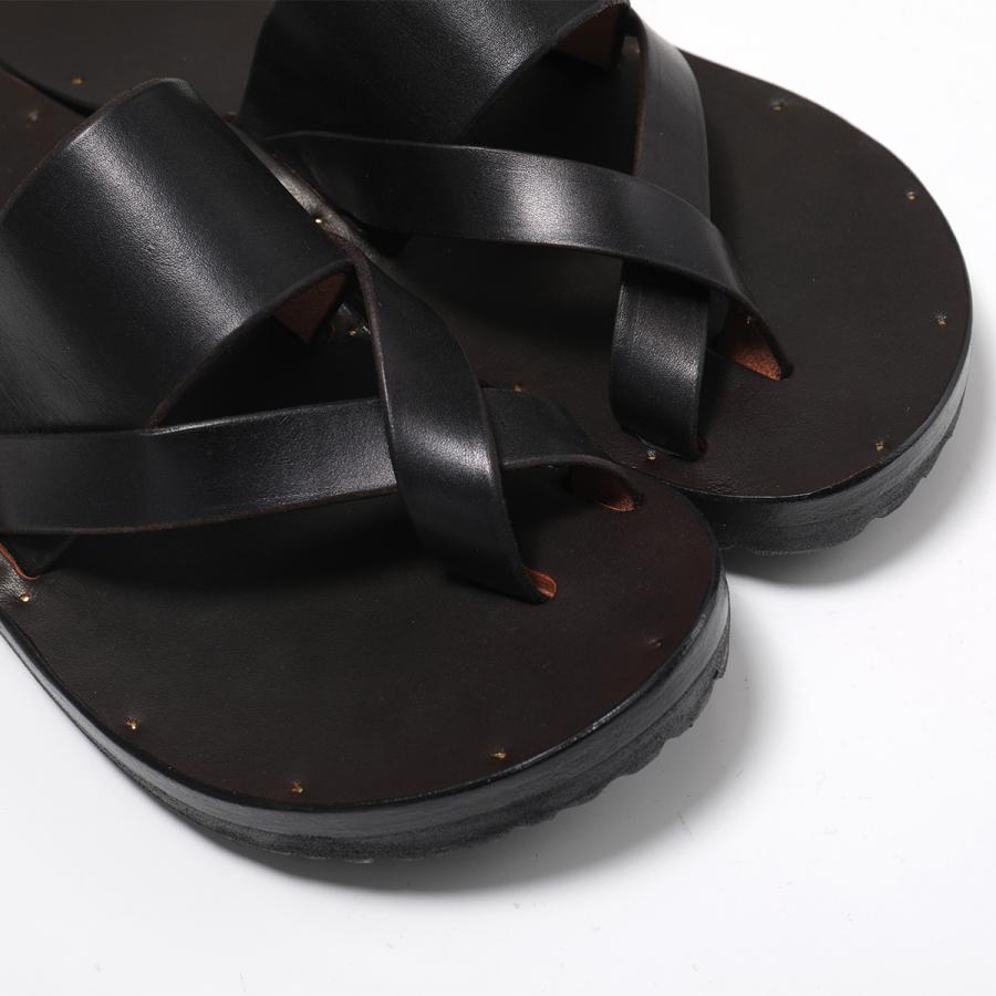 JUTTA NEUMANN ユッタニューマン トングサンダル FRANK フランク メンズ レザー クロスベルト BIRKENSTOCK SOLE フラット シューズ 靴の画像