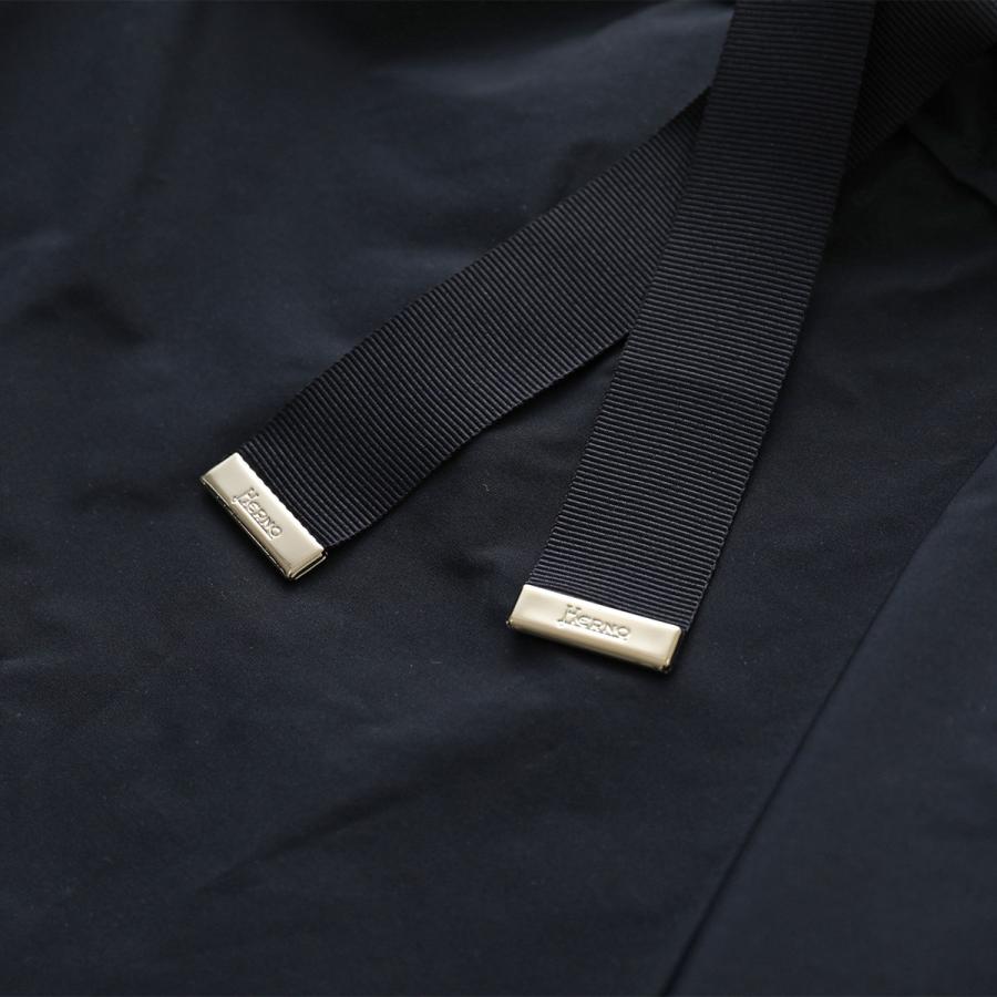 HERNO ヘルノ ワンピース AB000032D 52056 レディース 異素材ミックス ミディ ドレス ニット 半袖 クルーネック Aラインメタルロゴ 9200の画像