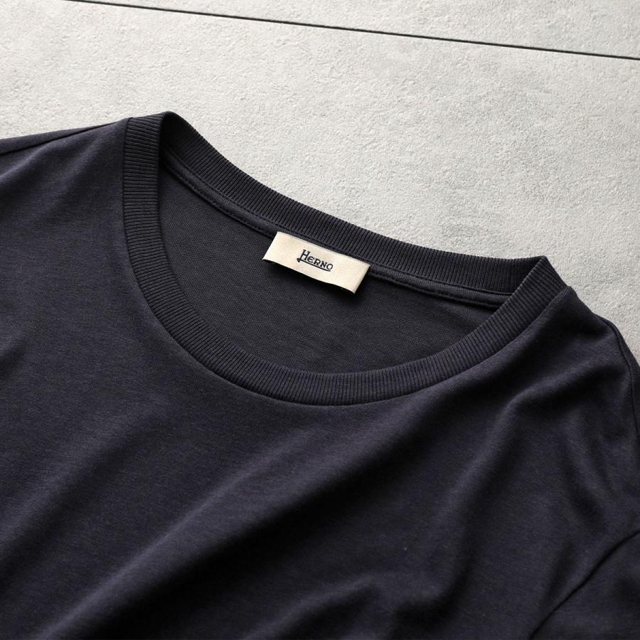 HERNO ヘルノ ワンピース AB000032D 52056 レディース 異素材ミックス ミディ ドレス ニット 半袖 クルーネック Aラインメタルロゴ 9200の画像