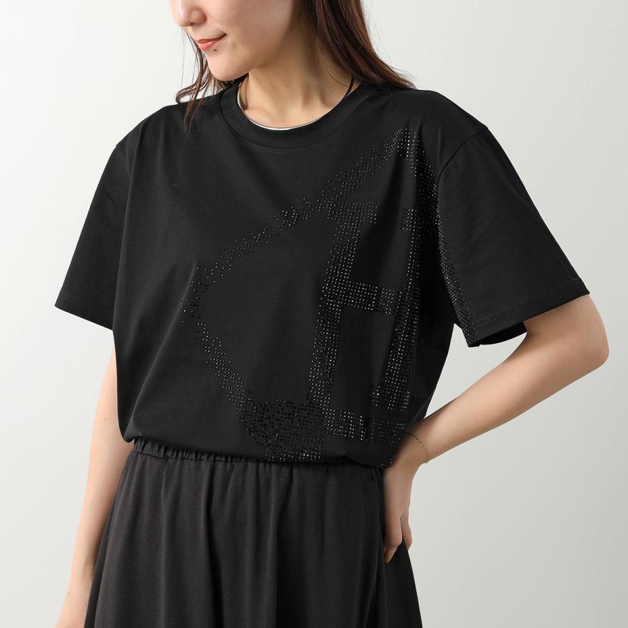 新品未使用　タグ付き　ヘルノ　ネイビー フリル付き半袖ブラウス　Tシャツ HERNO（ヘルノ） Tシャツ JG000321D 52125 レディース 半袖 カットソー
