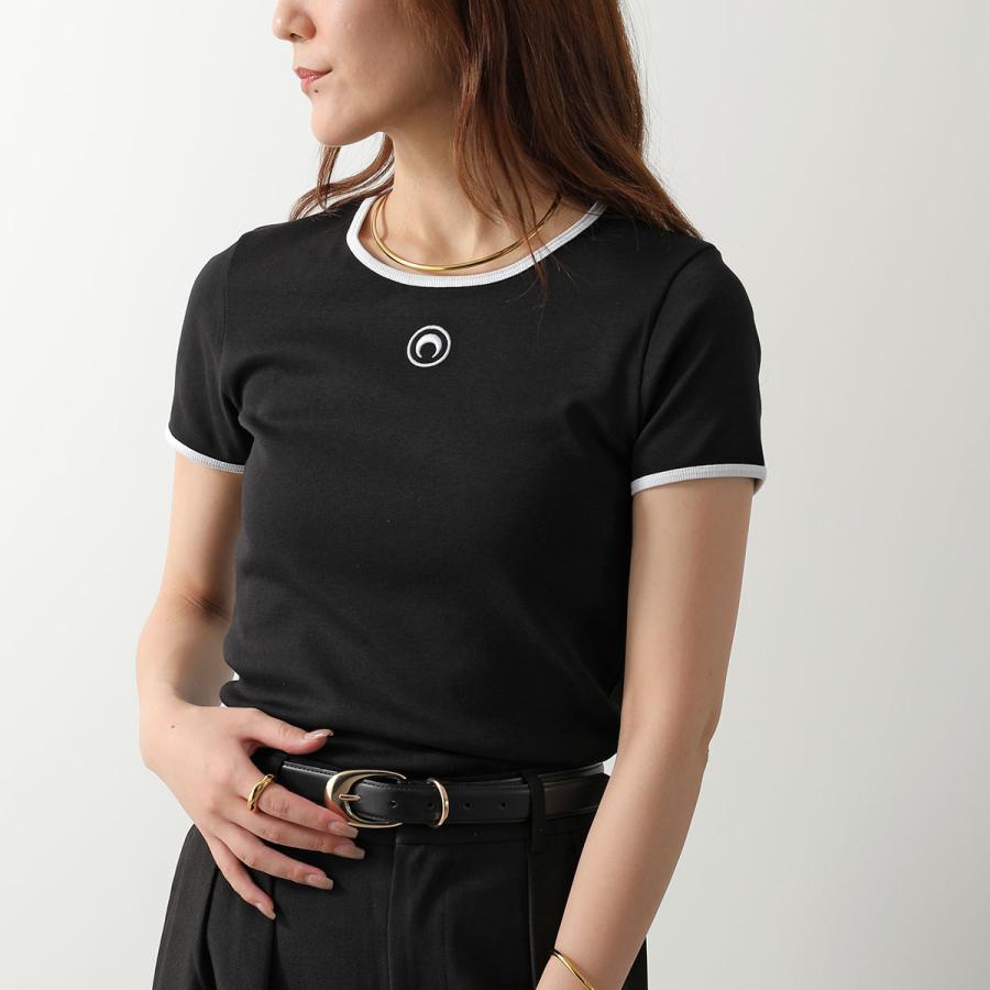 MARINE SERRE マリーン セル ムーン ロゴ 刺繍 TシャツSサイズ MARINE SERRE（マリーンセル） マリーン セル リンガーTシャツ Moon