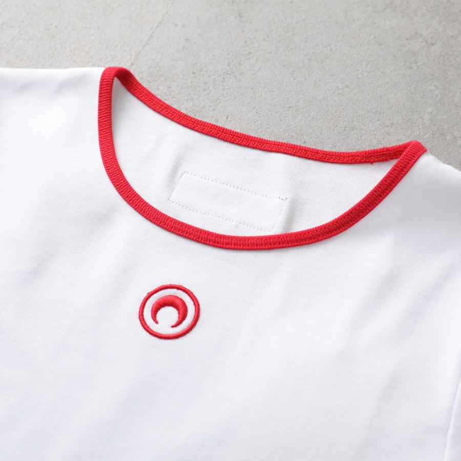 Marine Serre マリーン セル リンガーTシャツ Moon Logo Bicolor Jersey Ss T-Shirt UTT014A CJER0008 レディース ムーンロゴ 半袖 WH17/WHITE/REDの画像