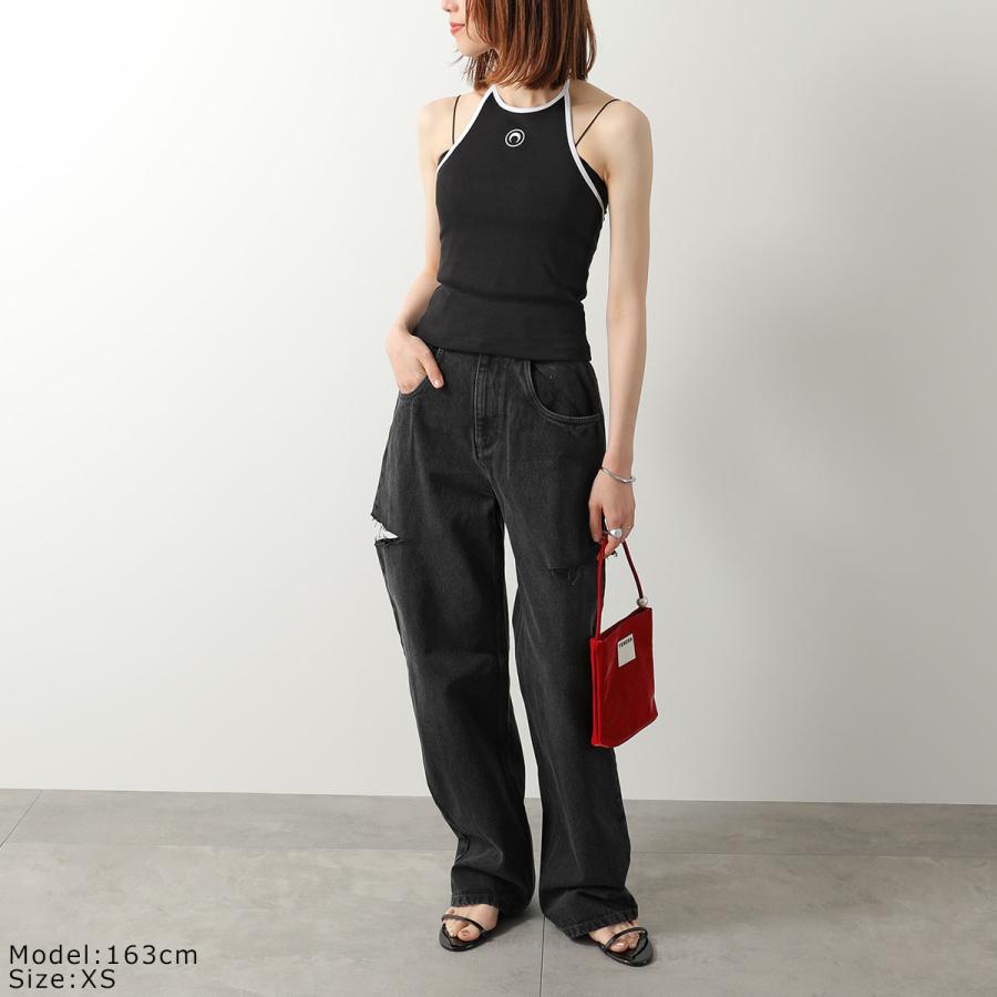 MARINE SERRE ブラック タンクトップ M Organic Cotton Rib Tank Top • Marine Serre