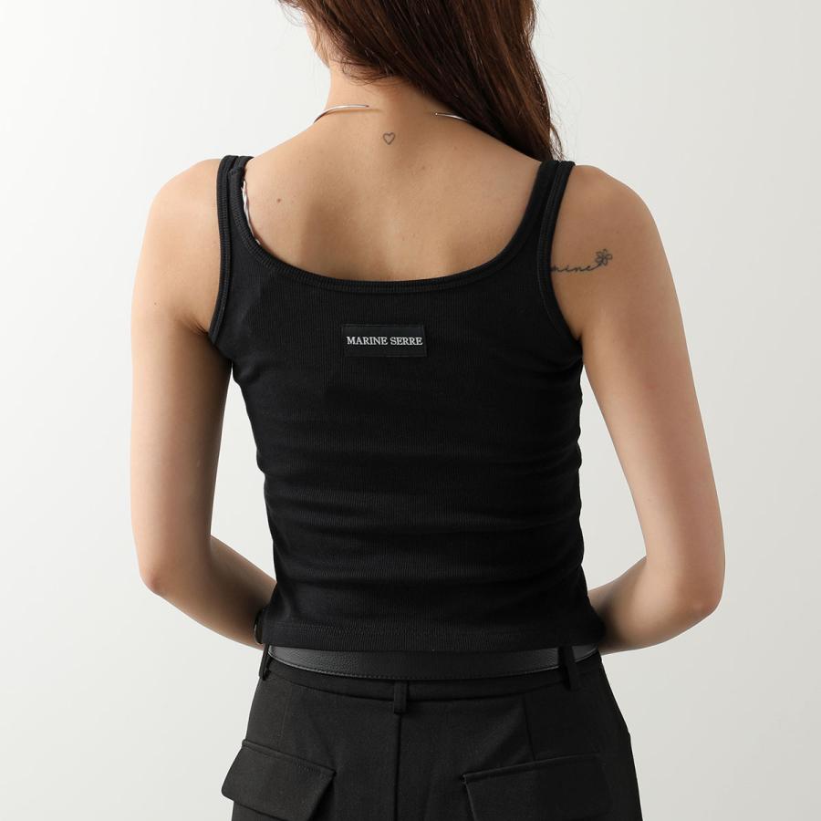 Marine Serre マリーン セル タンクトップ Moon Logo Ribbed Jersey Crop Tank Top WTO507A CJER0011 レディース ムーンロゴ 刺繍 リブ クロップド丈の画像