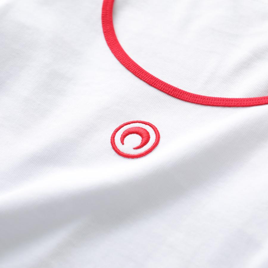 Marine Serre マリーン セル Tシャツ Moon Logo Bicolor Jersey LS Roundneck T-Shirt WTT033A CJER0008 レディース ムーンロゴ 長袖 クロップド丈の画像