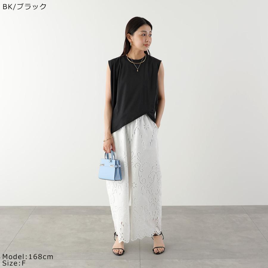 anana アナナ カットソー a16-032 レディース ノースリーブ アシンメトリー ドレープ ラウンドヘム クルーネックの画像