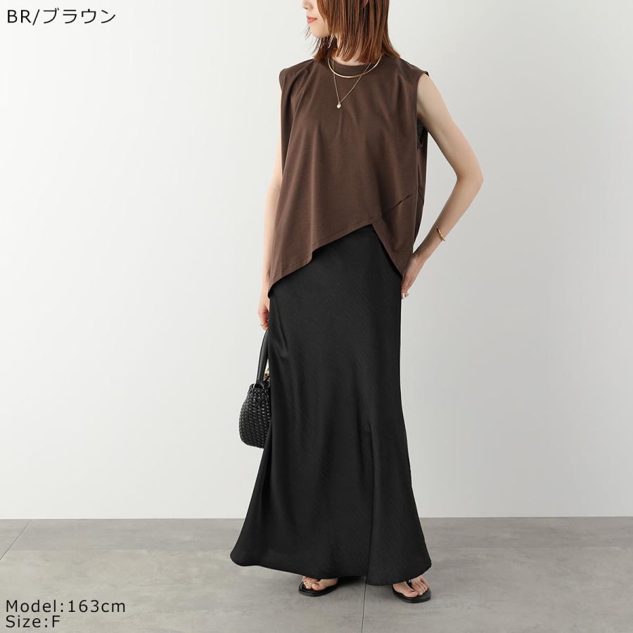 anana アナナ カットソー a16-032 レディース ノースリーブ アシンメトリー ドレープ ラウンドヘム クルーネックの画像