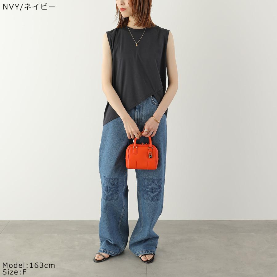anana アナナ カットソー a16-032 レディース ノースリーブ アシンメトリー ドレープ ラウンドヘム クルーネックの画像
