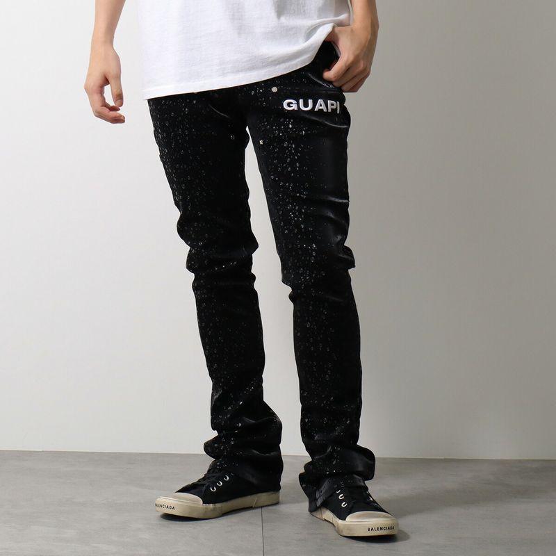 GUAPI グアピ フェイクレザーパンツ Obsidian Black Raindrop Leather