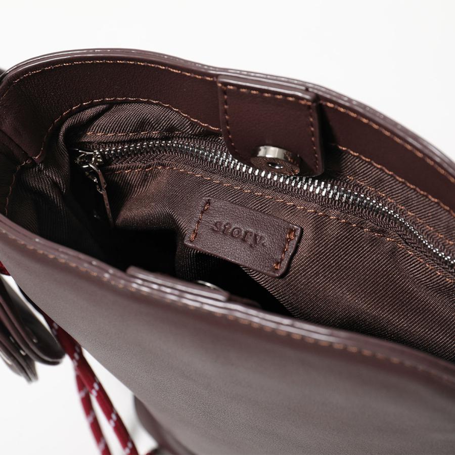 story. ストーリー ショルダーバッグ LETHER ROUND HANDBAG 3A-1856 レディース ハンドバッグ レザー ベルトストラップ マット ハートミラー付き 鞄の画像