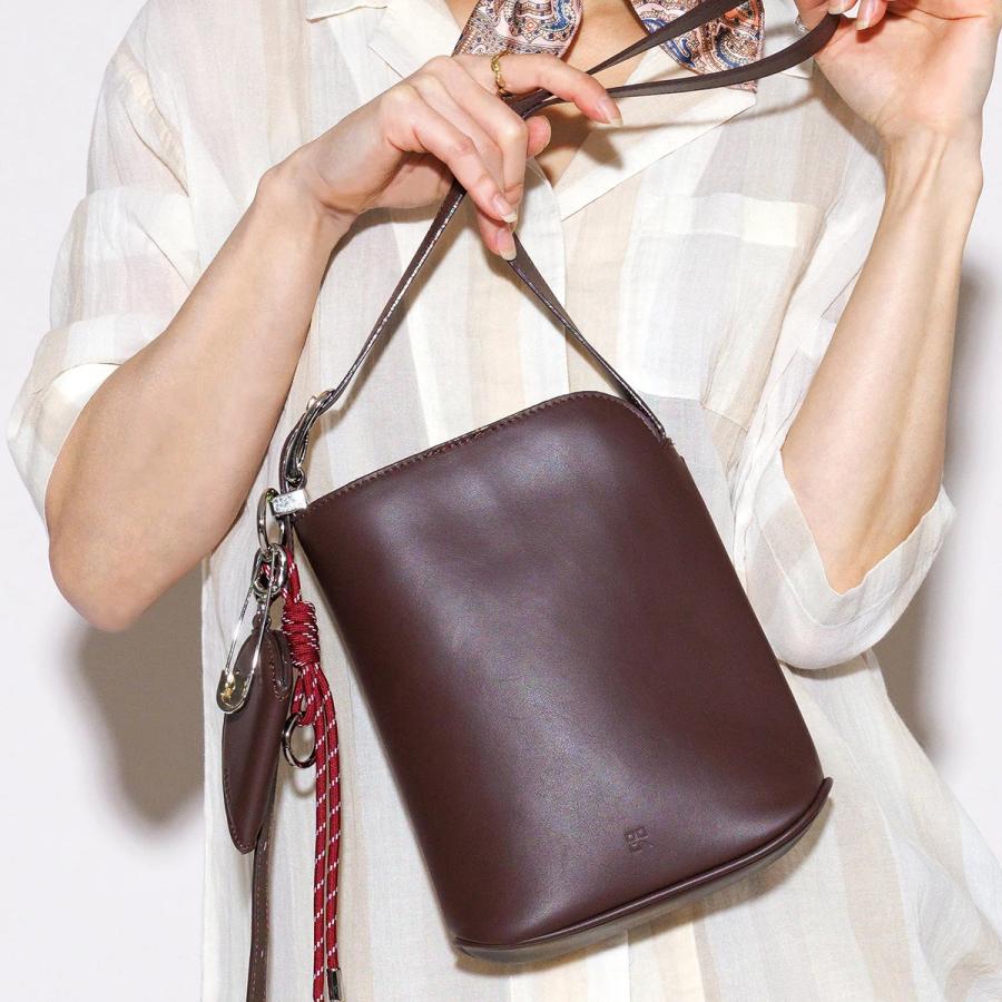 story. ストーリー ショルダーバッグ LETHER ROUND HANDBAG 3A-1856 レディース ハンドバッグ レザー ベルトストラップ マット ハートミラー付き 鞄の画像